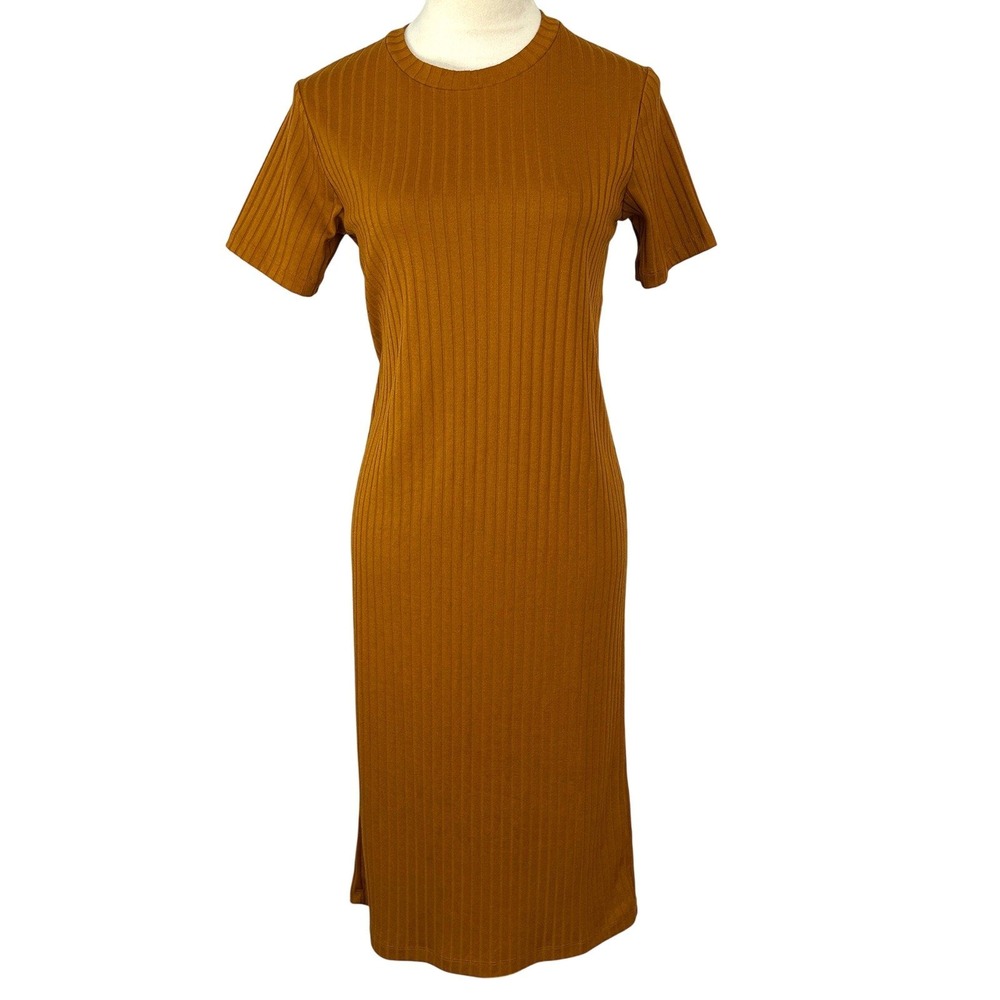 Forever 21 Ribbed Knit Bodycon Midi Dress Short Sleeve Casual Fitted Women Small